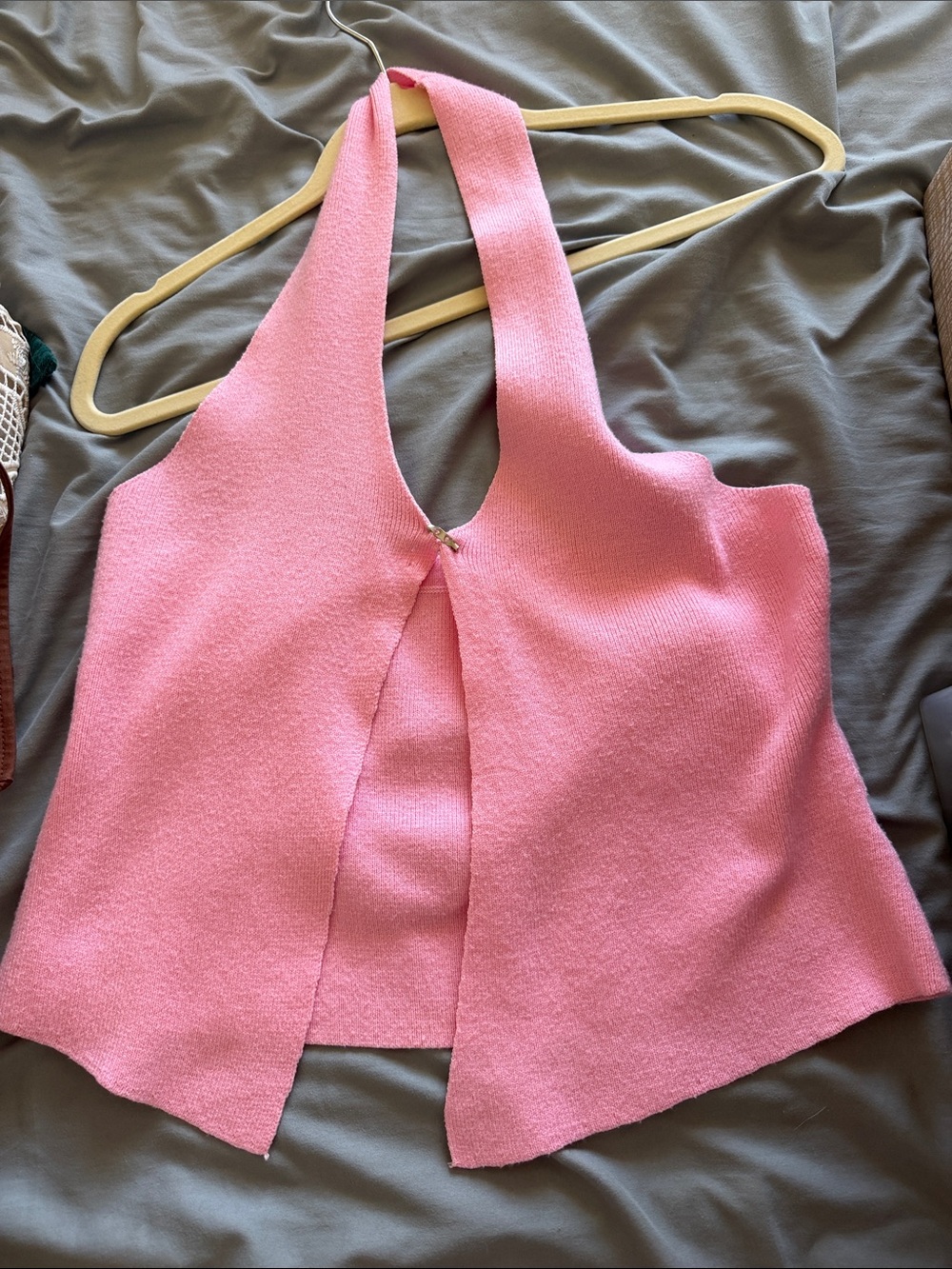 Pink Halter Split-Front Women's Top